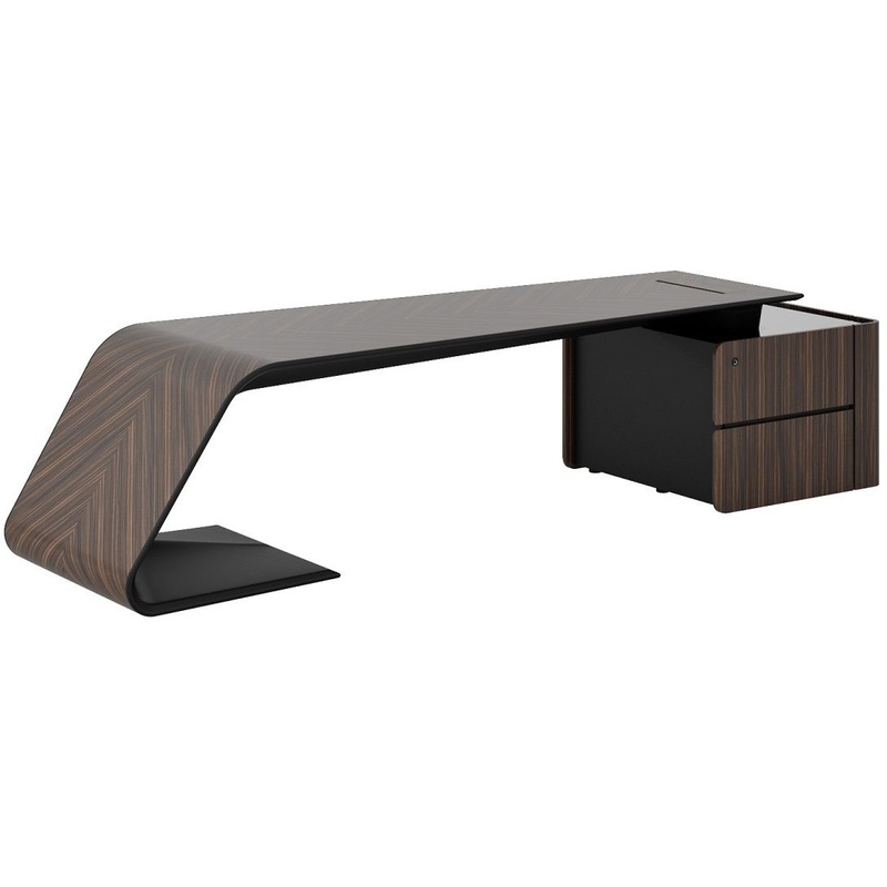 Изображение товара Стол руководителя письменный Bugatti BJD-2609W-R с тумбой и электронным замком