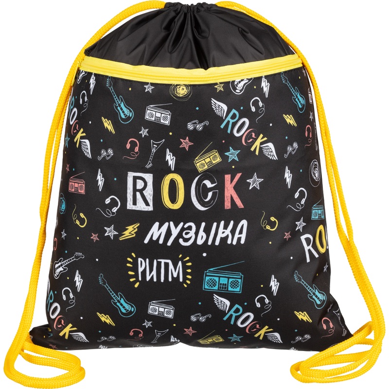 Изображение товара Мешок для сменной обуви Комус Класс Rock музыка 360х470 мм черный с карманом