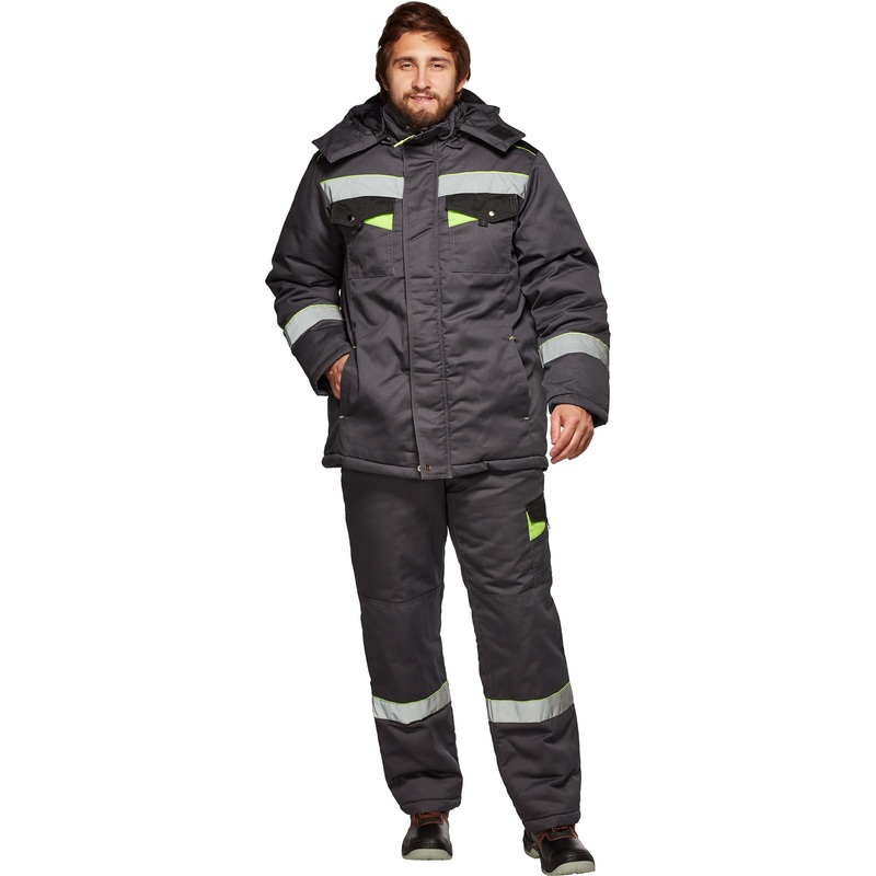 Изображение товара Костюм рабочий зимний мужской Корвет с СОП тёмно-серый (размер 64-66, рост 182-188)