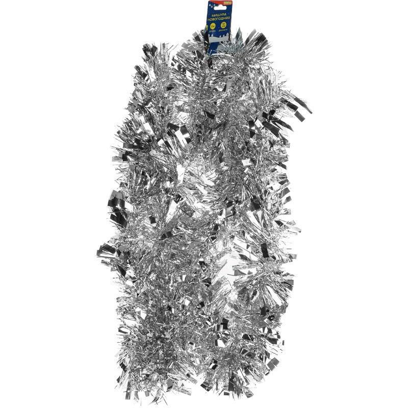 Изображение товара Мишура новогодняя Miland серебристая 200x10 см для украшения елки и интерьера