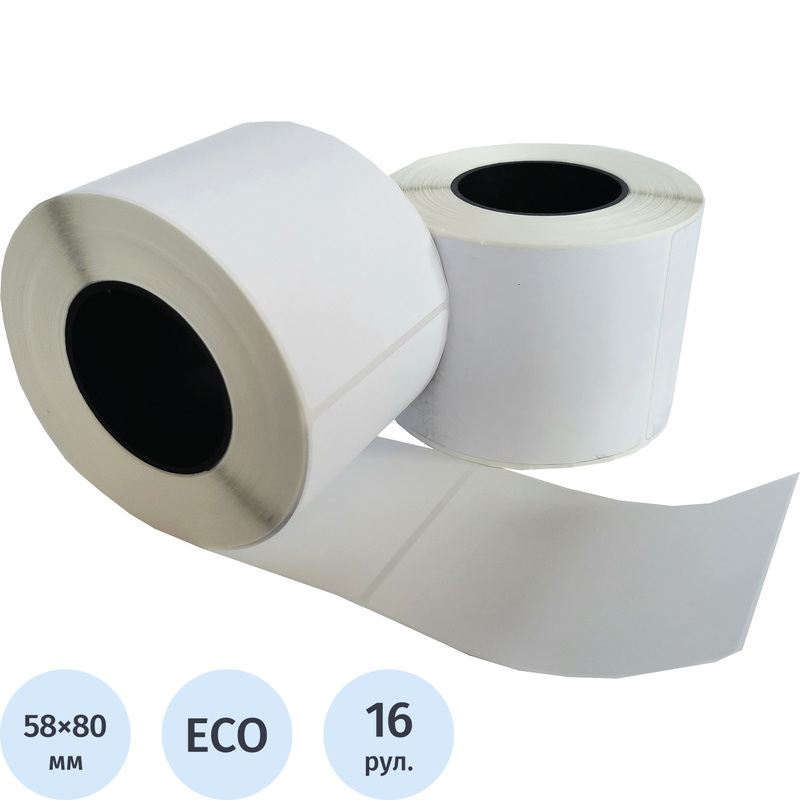 Изображение товара Термоэтикетки 58x80 мм Thermal ECO 16 рулонов по 350 штук