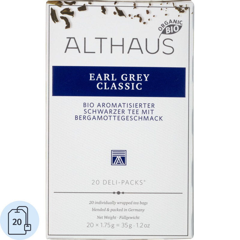 Изображение товара Чай черный Althaus Bio Earl Grey Classic 20 пакетиков с бергамотом, Германия