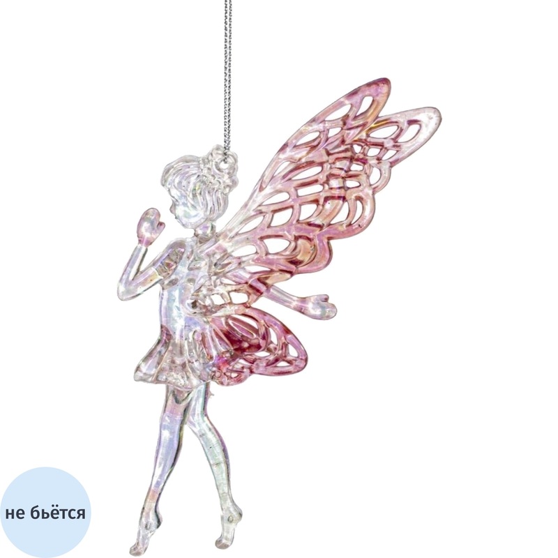 Изображение товара Новогоднее украшение на ёлку Фея 8x2x14 см розовое подвесное пластик