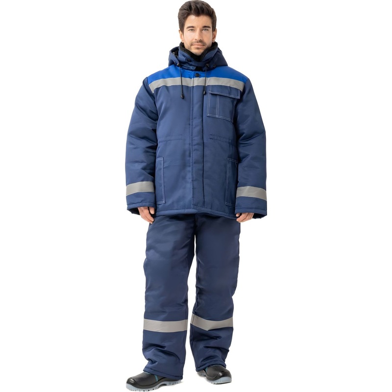 Изображение товара Зимняя рабочая куртка мужская з32-КУ из ткани грета синяя/васильковая