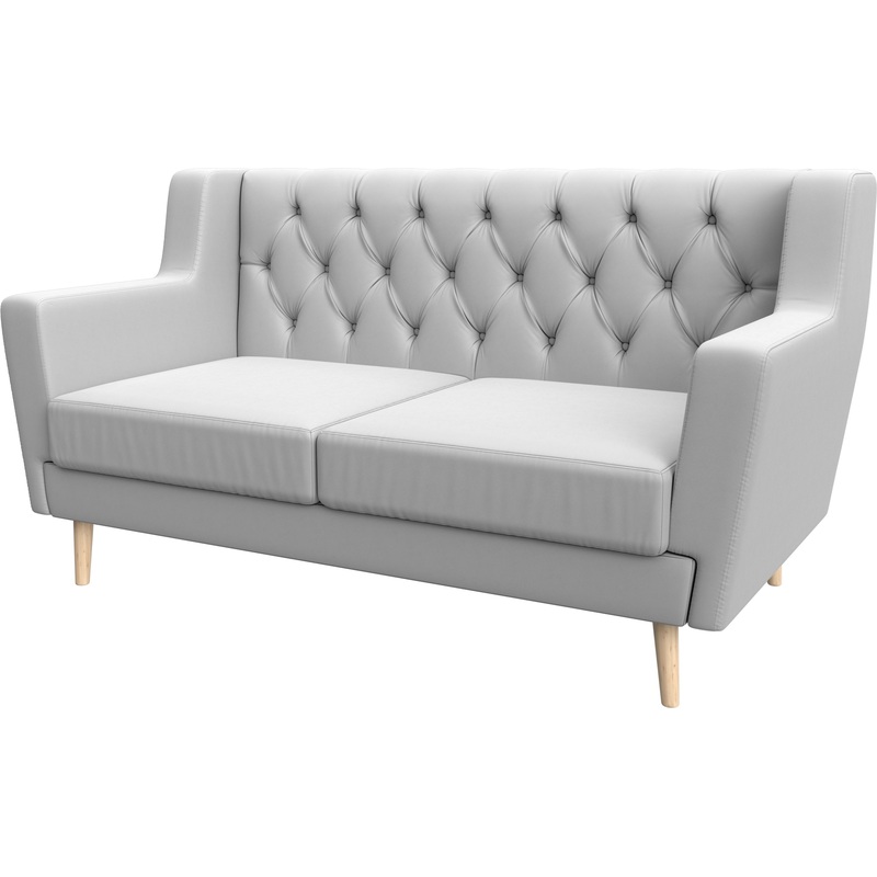 Изображение товара Двухместный диван Horeca Брайтон 2 Люкс белый экокожа компактный для кухни