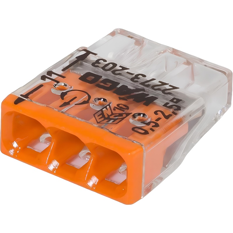 Изображение товара Клемма Wago 2273-203 3-проводная без пасты (100 штук в упаковке)