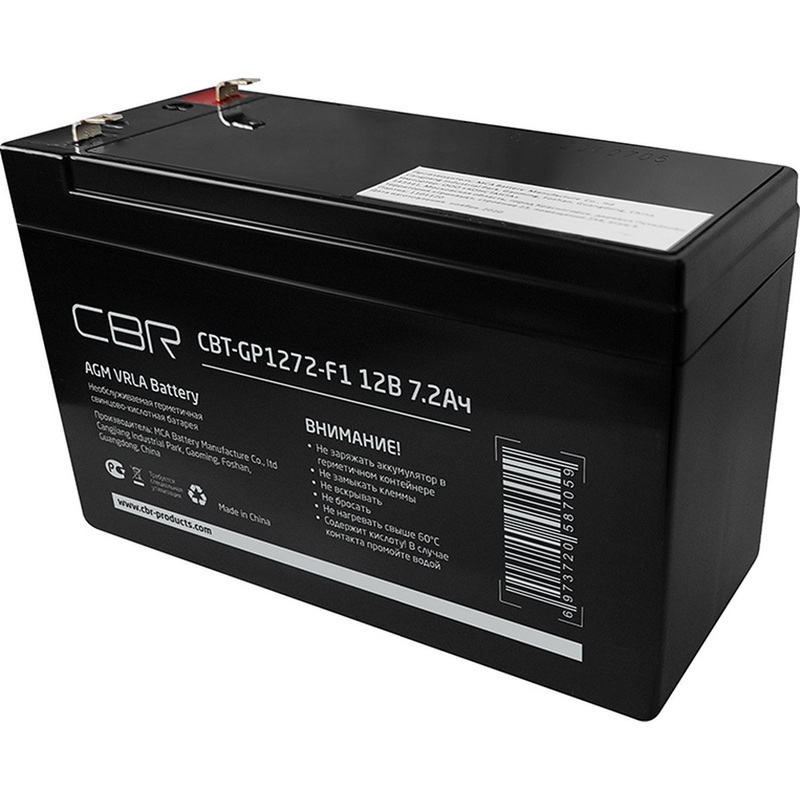 Изображение товара Аккумулятор для ИБП CBR CBT-GP1272-F1 12 В 7.2 Ач AGM, Китай
