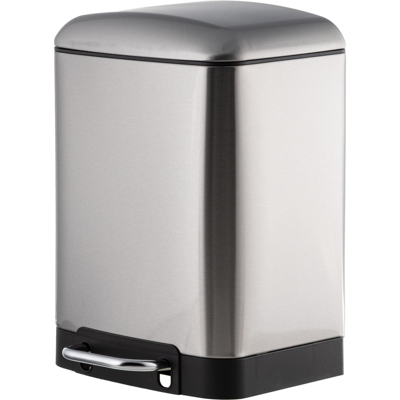 Изображение товара Уценка. Ведро мусорное Luscan 6 л нержавеющая сталь с педалью с крышкой серебристое (32.5x22.5x23 см)