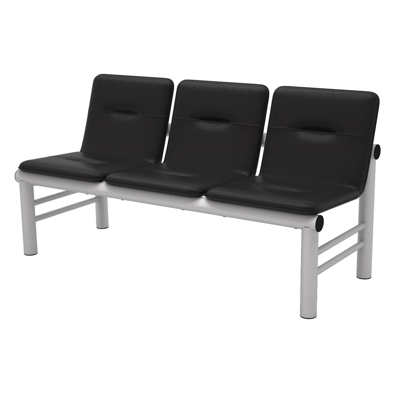 Изображение товара Многоместная секция Троя черная/серая для офиса и общественных помещений