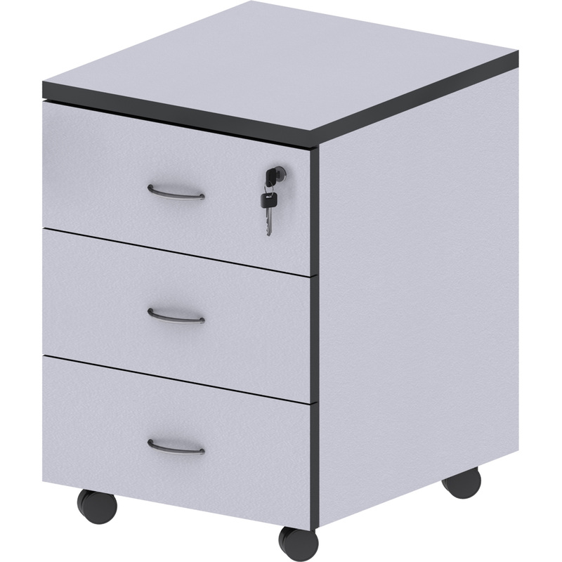 Изображение товара Тумба подкатная Агат с замком серый 400x450x560 мм 3 ящика