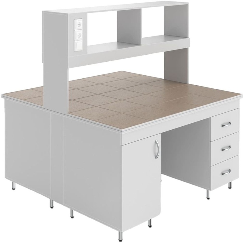 Изображение товара Лабораторный островной стол НВ-1500 ОК с керамогранитной столешницей и освещением