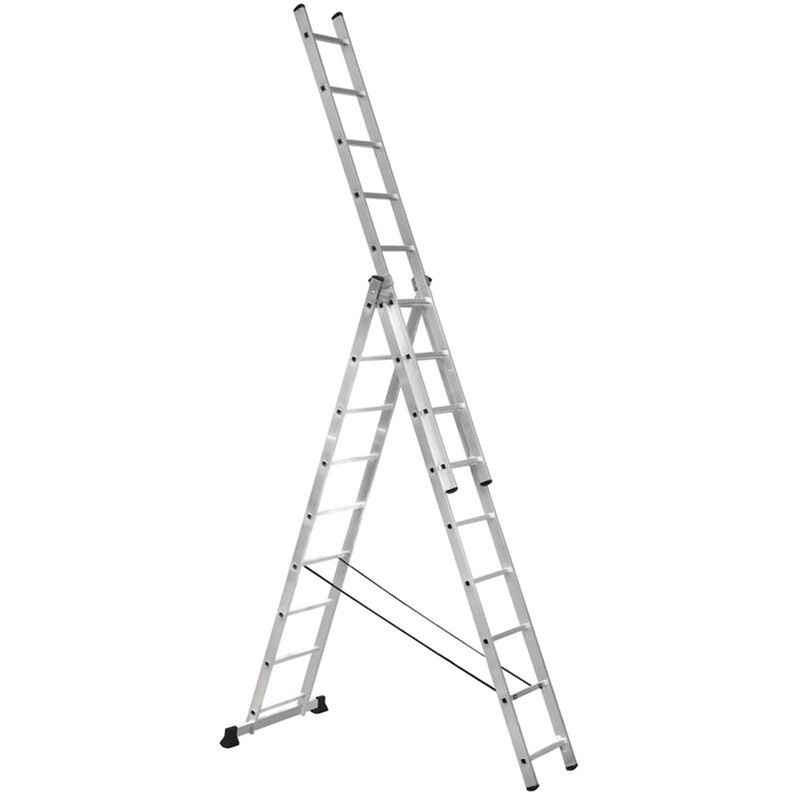 Изображение товара Лестница TOPFORT алюминиевая трёхсекционная 3x9 ступеней