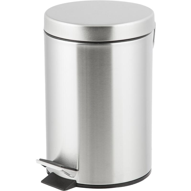 Изображение товара Ведро мусорное из нержавеющей стали с педалью и крышкой 3л серебристое