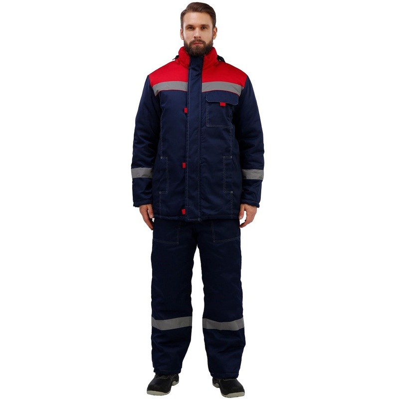 Изображение товара Зимний мужской рабочий костюм з31-КПК с СОП синее красное утепленный водоотталкивающий