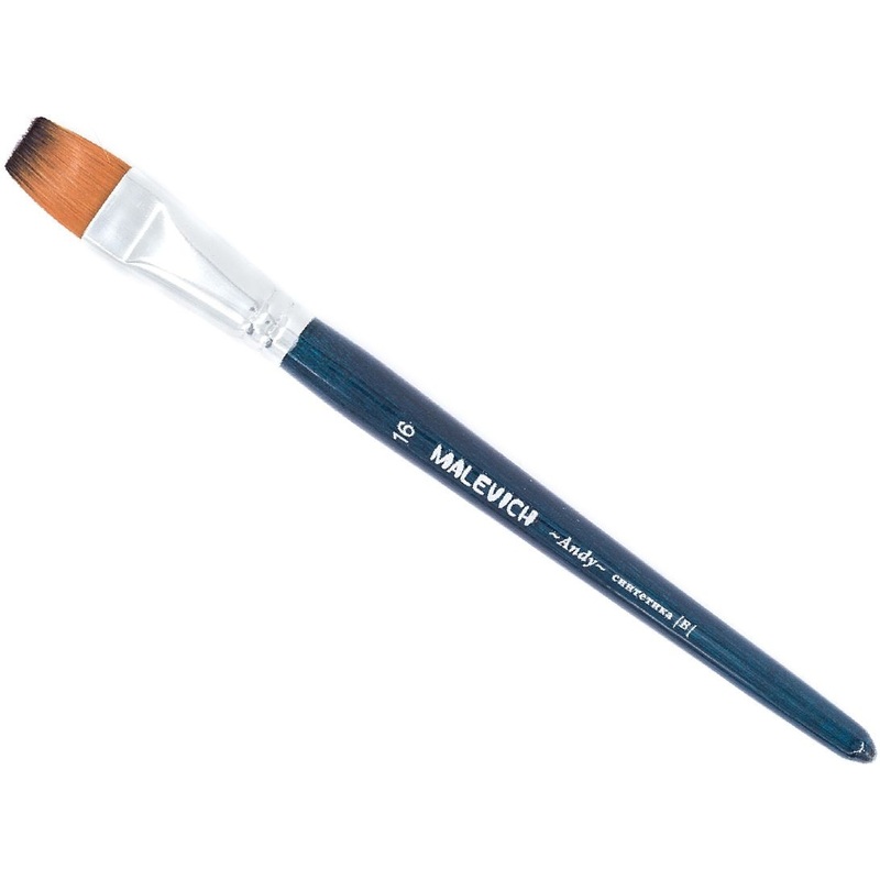 Изображение товара Художественная плоская кисть Малевичъ Andy №16 синтетика короткая ручка