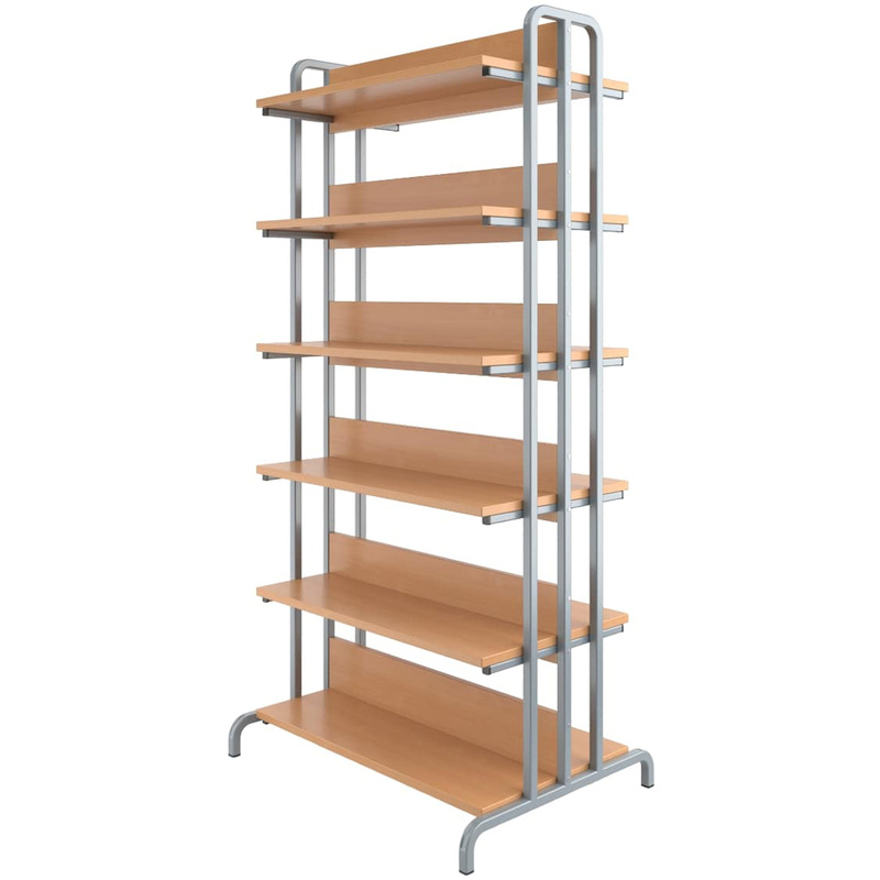 Изображение товара Стеллаж библиотечный двухсторонний (бук/серый, 900х690х1890 мм)