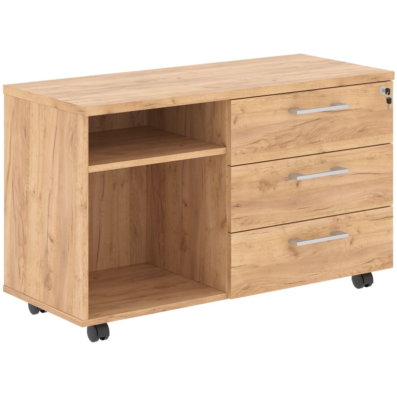 Изображение товара Тумба приставная Torr Z TLC-3D.1A с центральным замком (дуб бофорд, 1078х452х650 мм, 3 ящика)