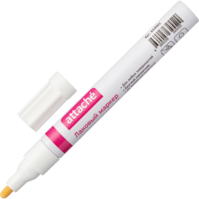Изображение товара Промышленный лаковый маркер Attache белый 2-4 мм для металла и поверхности