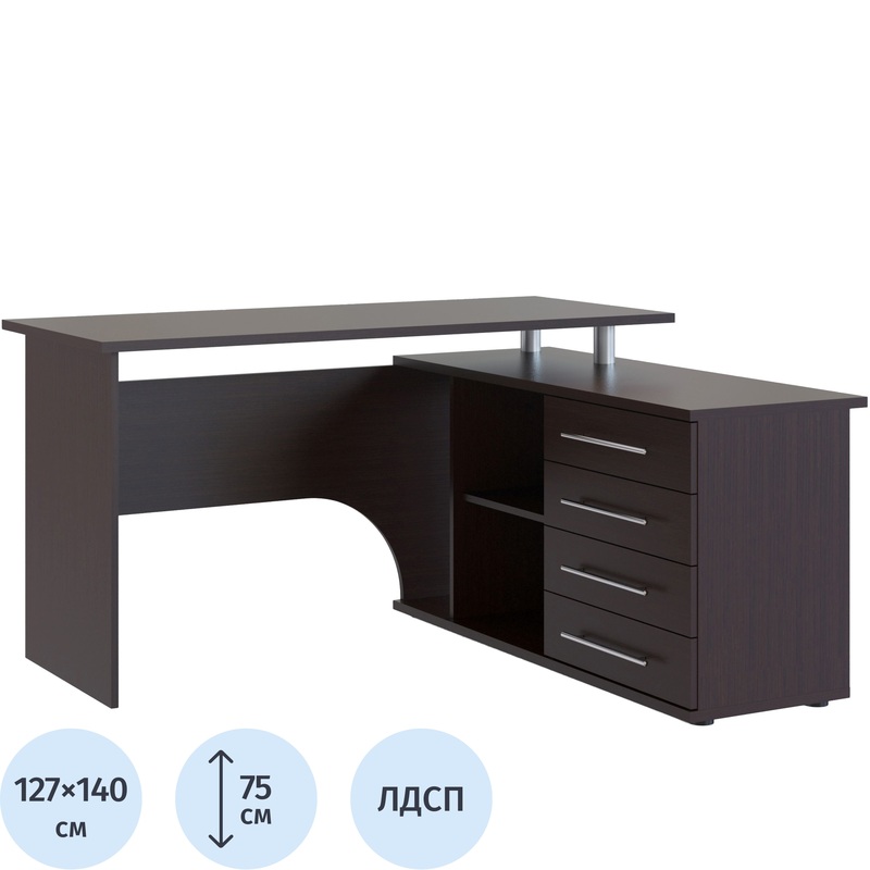 Изображение товара Стол компьютерный Сокол КСТ-109П (венге, 1400х1270х750 мм)