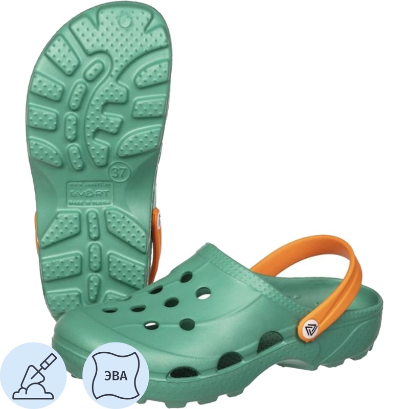 Изображение товара Женские сабо EVART Ола ЭВА зеленого цвета размер 37 с ремешком