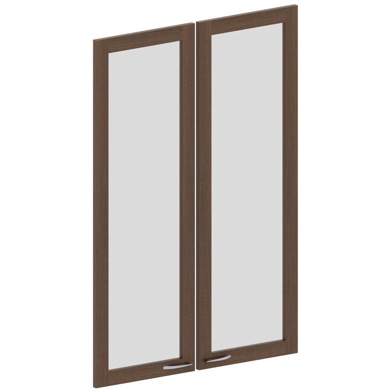 Изображение товара Двери средние Милан стеклянные прозрачные орех 804x1181 мм в комплекте 2 шт