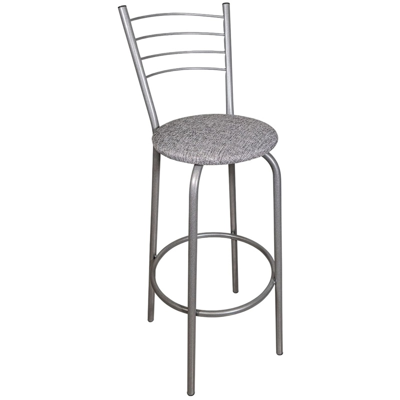 Изображение товара Барный стул Волна серый хромированный со спинкой для кухни и офиса