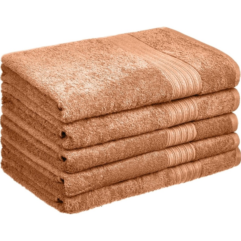 Изображение товара Полотенце махровое Luscan 70х140 см 400 г/кв.м бежевое 5 штук