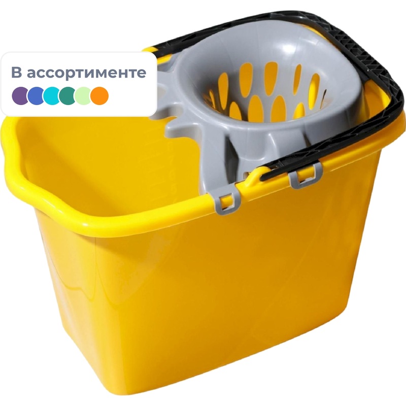 Изображение товара Ведро с отжимом Альт-пласт 15л пластиковое с носиком и мерной шкалой