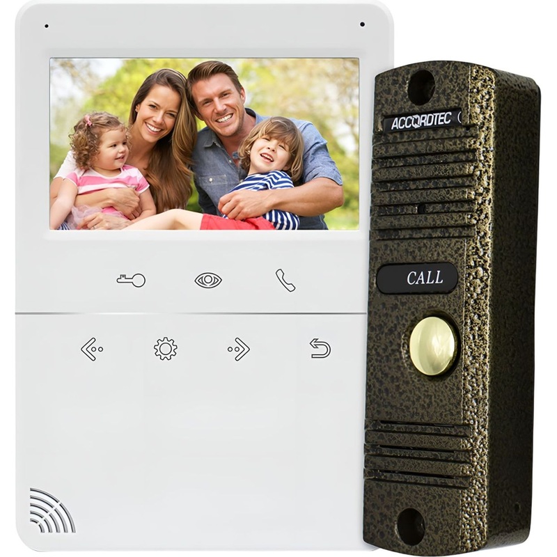 Изображение товара Комплект видеодомофона AccordTec AT-home4 WH-BZ белый
