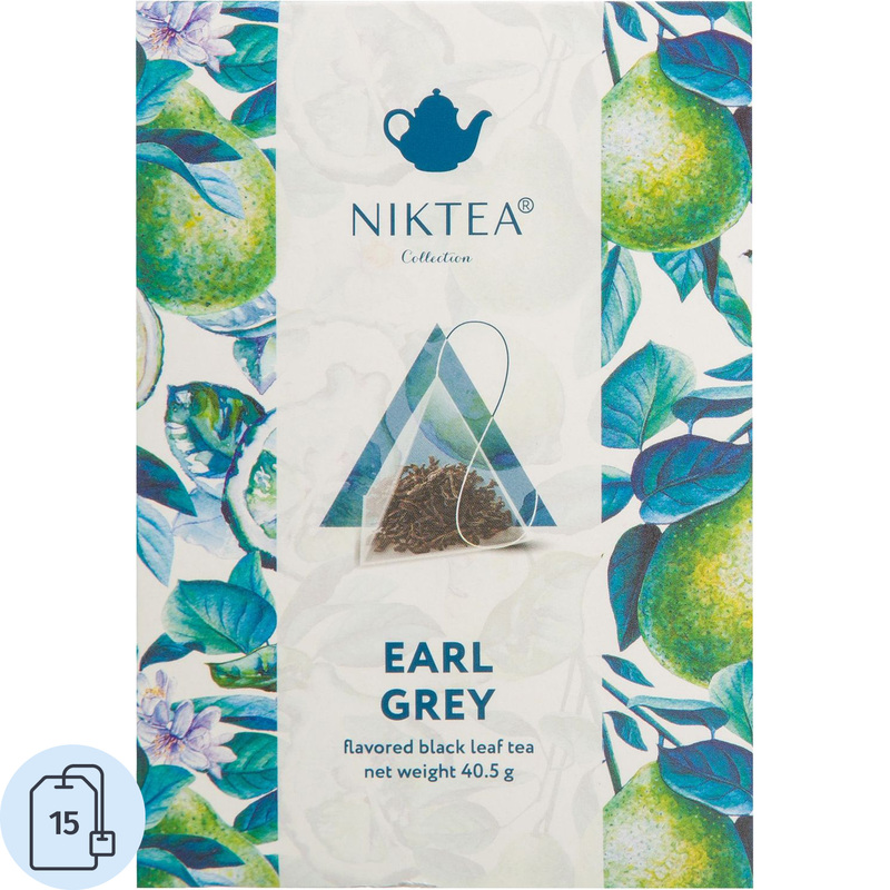Изображение товара Чай черный Niktea Earl Grey 15 пирамидок (бергамот)