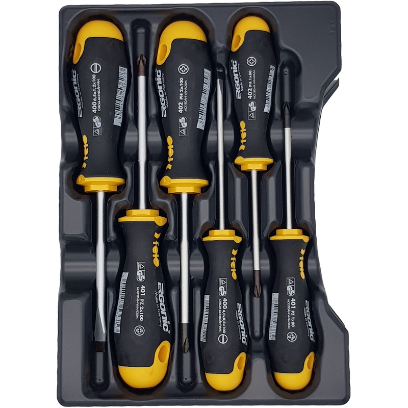 Изображение товара Набор отверток Felo Ergonic 6 штук с эргономичными ручками в пластиковом кейсе