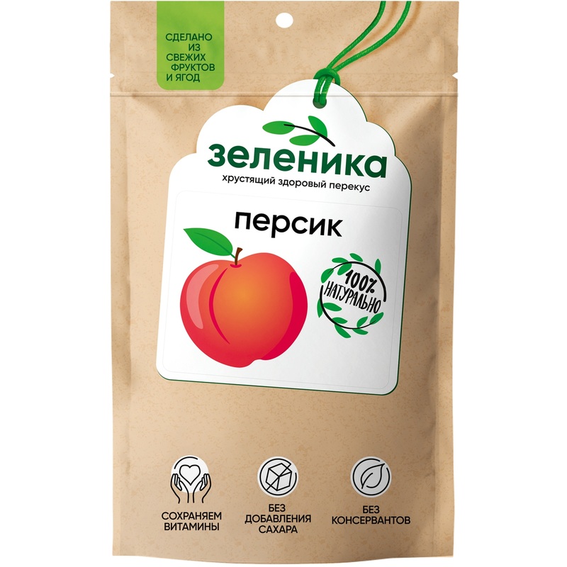 Изображение товара Персик сушёный Зеленика 20г натуральный и полезный фруктовый перекус
