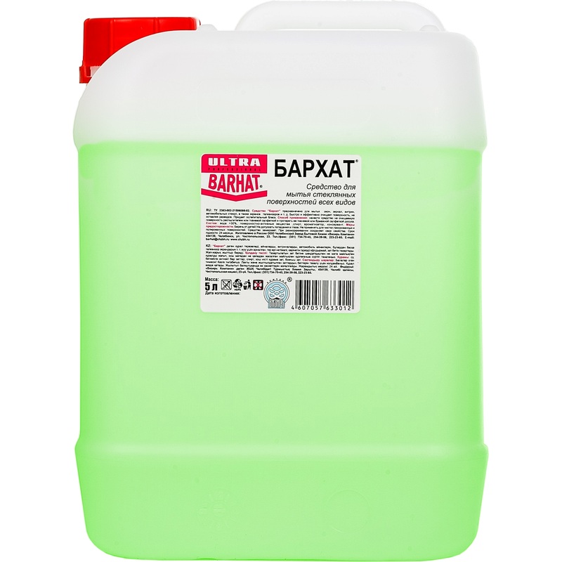 Изображение товара Средство для мытья стекол и зеркал Бархат-Ultra 5 л для окон зеркал и пластиковых поверхностей