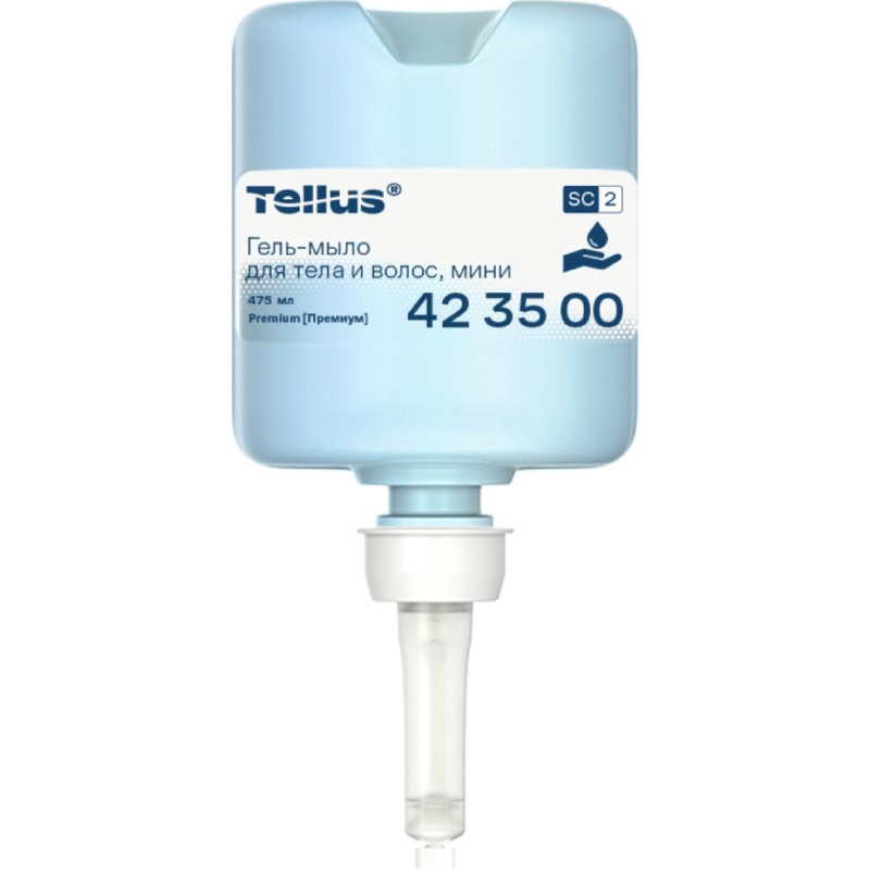 Изображение товара Картридж жидкого мыла-геля Tellus Premium 423500 для тела и волос, 475 мл Изображение товара Картридж жидкого мыла-геля Tellus Premium 423500 для тела и волос, 475 мл