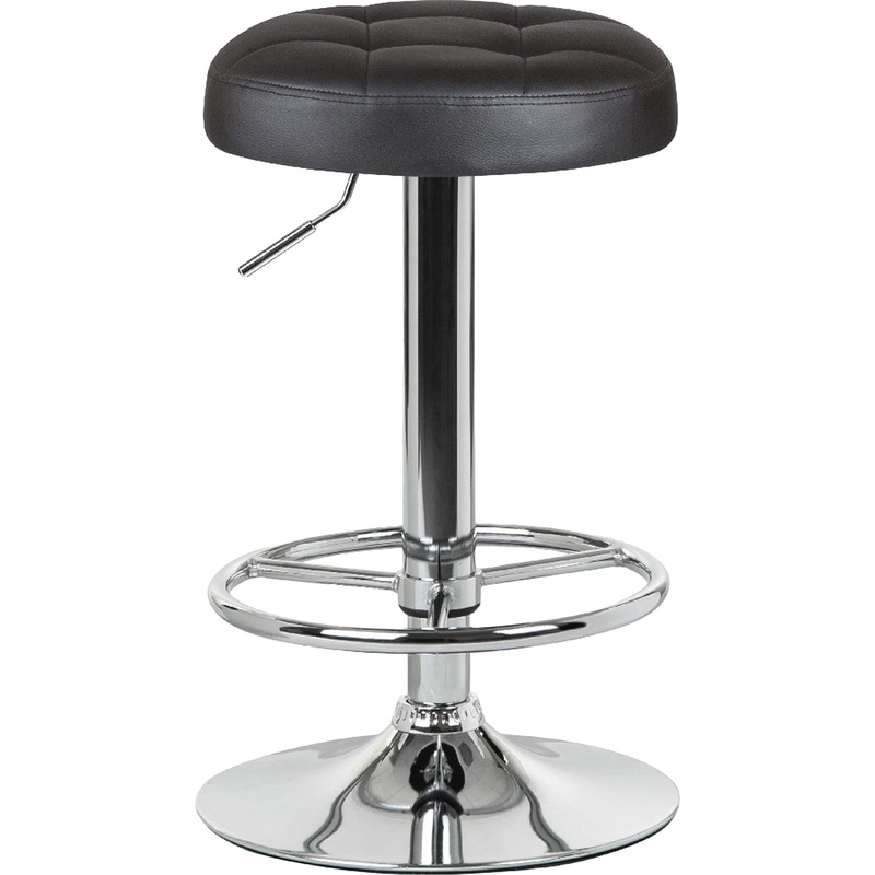 Изображение товара Барный табурет Dobrin Bruno чёрный хромированный кожаный механизм вращения регулировка высоты