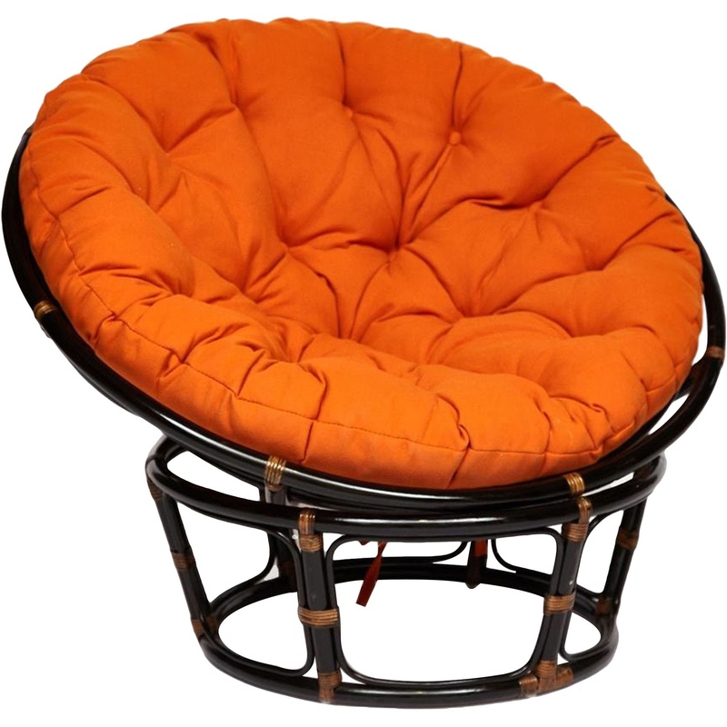 Изображение товара Кресло Papasan оранжевое из ротанга и ткани - стильная мебель для отдыха