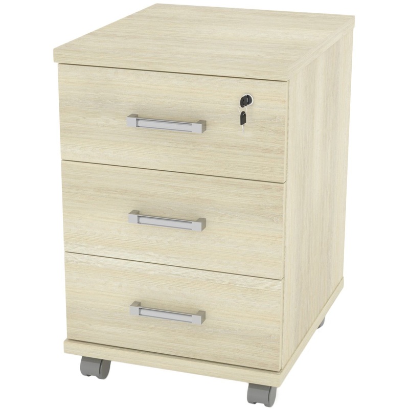 Изображение товара Тумба подкатная Комус Мебель Сатурн-Д с замком ясень 432х508х660 мм 3 ящика