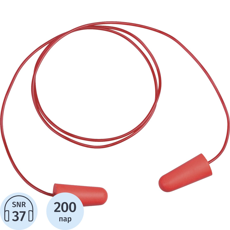 Изображение товара Беруши Delta Plus одноразовые 36 дБ со шнурком 200 пар