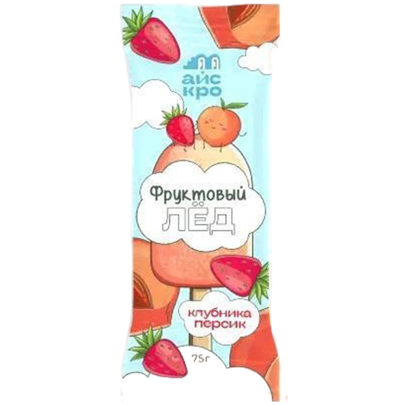 Изображение товара Мороженое фруктовый лёд персик-клубника 108 шт по 75 г освежающий десерт