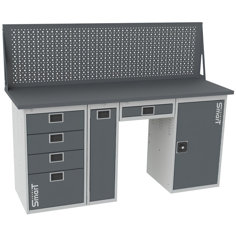 Изображение товара Верстак слесарный Smart 1760.4.P.Y.1.d (серый/темно-серый, 1286х605х1364 мм)