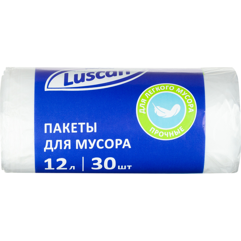 Изображение товара Мешки для мусора Luscan 12л белые рулон 30 шт ПНД 6μм Россия