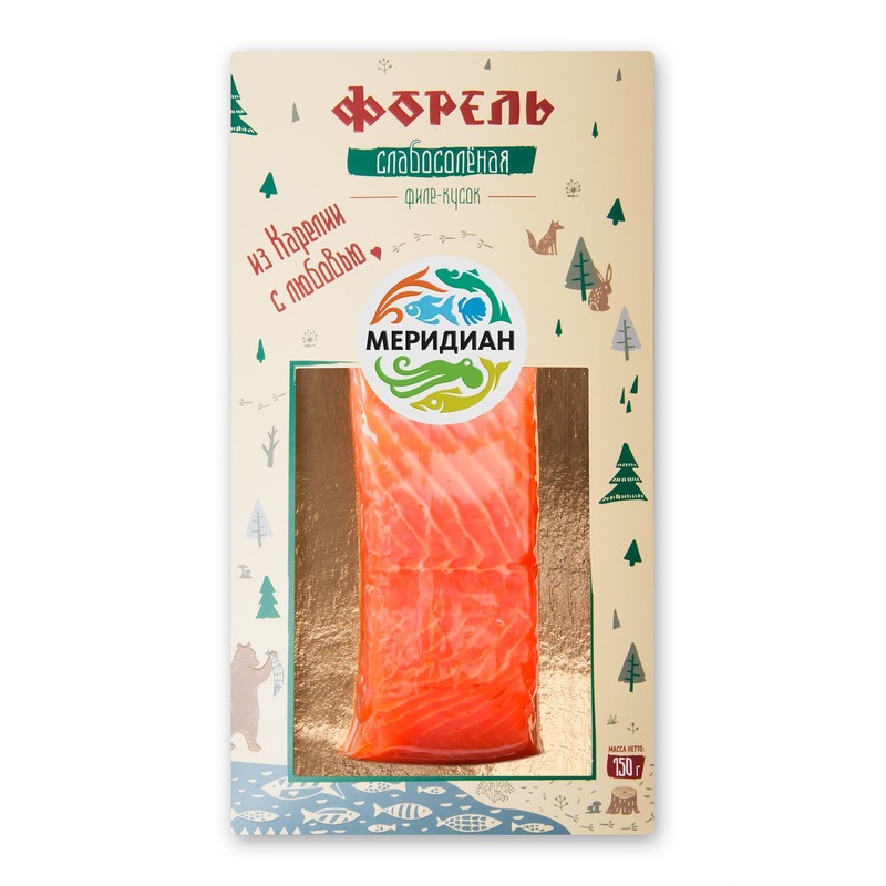 Изображение товара Форель Меридиан слабосолёная филе-кусок 150 г