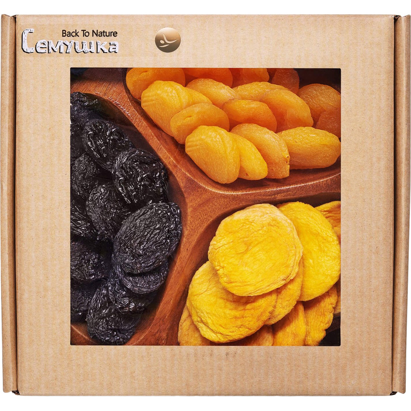 Изображение товара Фруктовый набор Семушка с курагой, черносливом и персиками 410 г в тарелке