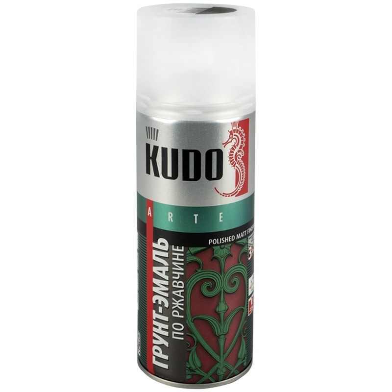 Изображение товара Грунт-эмаль аэрозольная по ржавчине Kudo ku-319005 чёрная матовая 520 мл