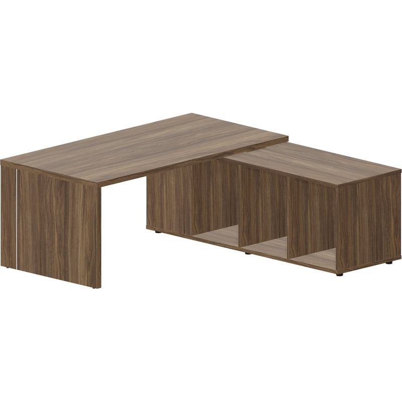 Изображение товара Стол руководителя угловой Norman NR180TSDWNWNWN с тумбой правый (орех, 2100х1800х735 мм)