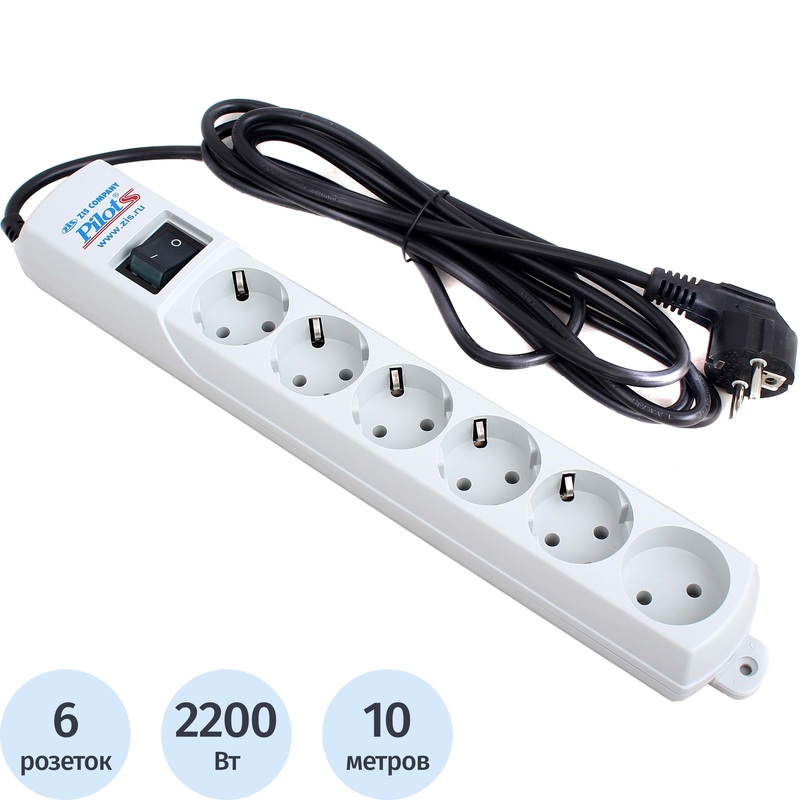 Изображение товара Сетевой фильтр ZIS Pilot S на 6 розеток 10 метров
