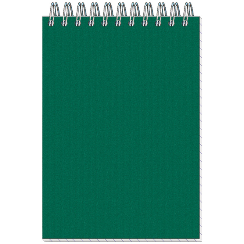 Изображение товара Блокнот Микровельвет A6 50 листов зеленый в клетку на спирали