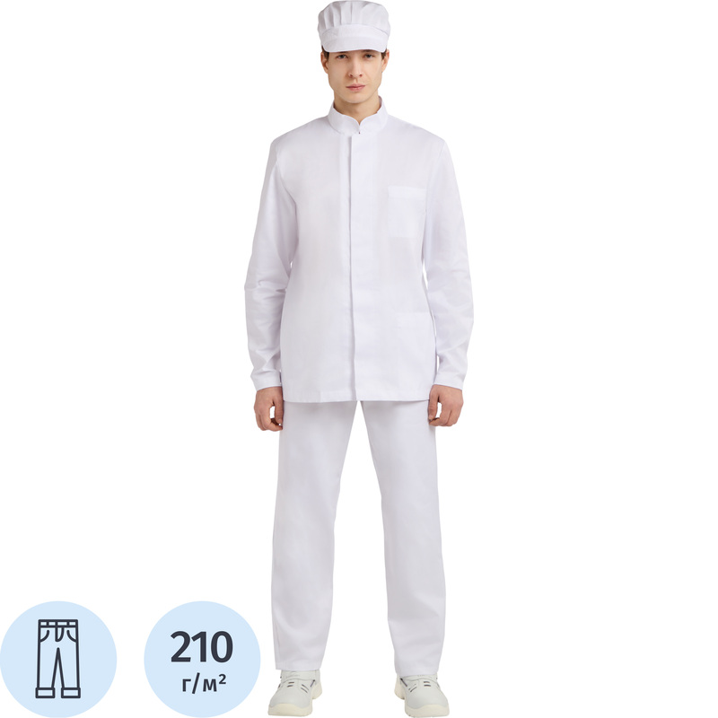 Изображение товара Брюки для пищевого производства у17-БР ХАССП на резинке белые твил (размер 48-50, рост 158-164)