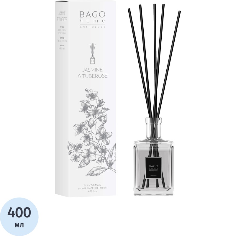Изображение товара Аромадиффузор Bago Home Жасмин и Тубероза 400 мл с палочками для дома