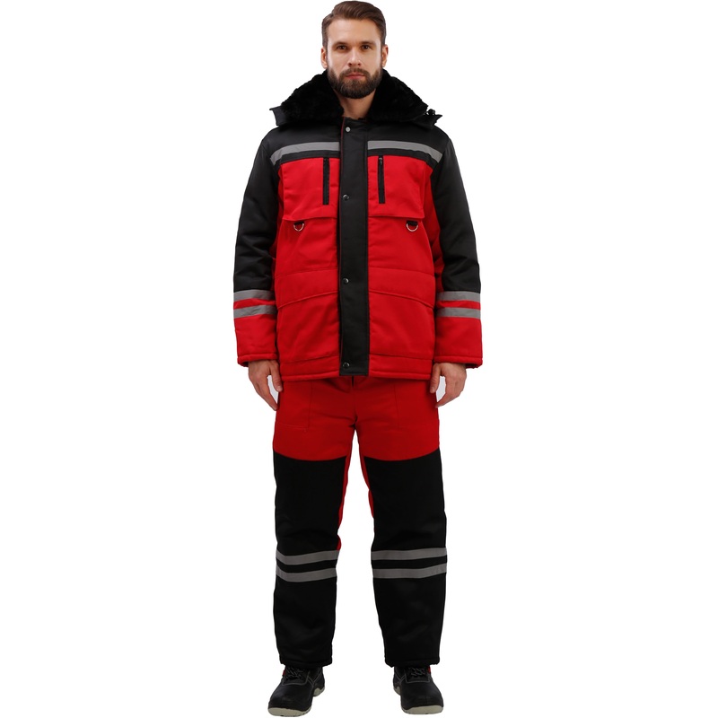 Изображение товара Костюм рабочий зимний мужской з03-КПК с СОП красный/черный